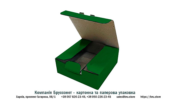 Картонна коробка зелена самозбірна 9х9х3 см (0,5 кг) на we.ua