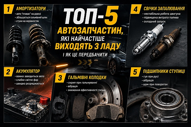 ТОП-5 автозапчастин, які найчастіше виходять з ладу — і як це передбачити - samohodbox.com.ua on we.ua